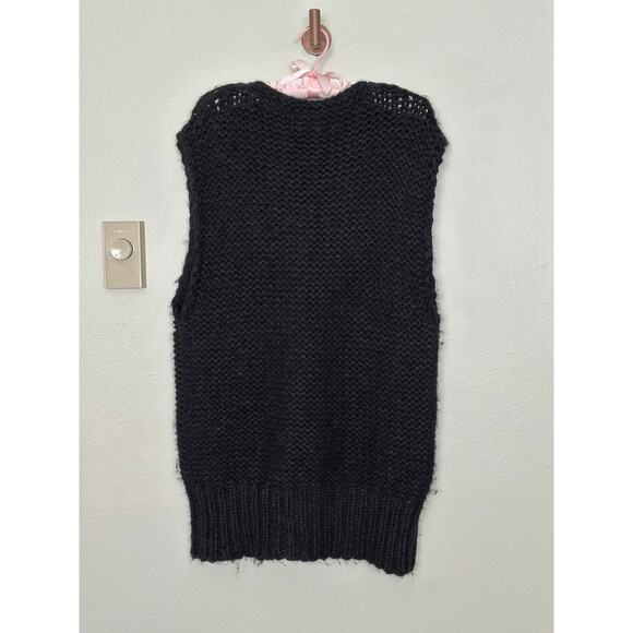 J Brand Small Charcoal Gray Baby Alpaca Merino Wool Chunky Knit Sweater Vest - Picture 5 of 5